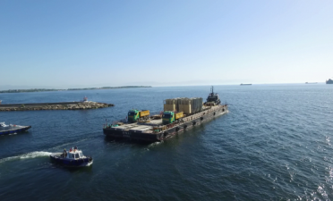Transporting of Transformers deck barge sema-1 rent charter heavyload